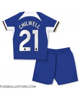 Günstige Chelsea Ben Chilwell #21 Heimtrikotsatz Kinder 2023-24 Kurzarm (+ Kurze Hosen)